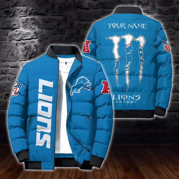 [SALE] 20% OFF Best Men’s Detroit Lions Puffer Jacket Custom Name - NAVY BLUE