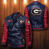 30% OFF The Best Men's Georgia Bulldogs Leather Jacket blue