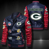 Men’s Blue Green Bay Packers Leather Jacket Vintage | 4 Fan Shop