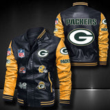 Men’s Black Green Bay Packers Leather Jacket Vintage | 4 Fan Shop