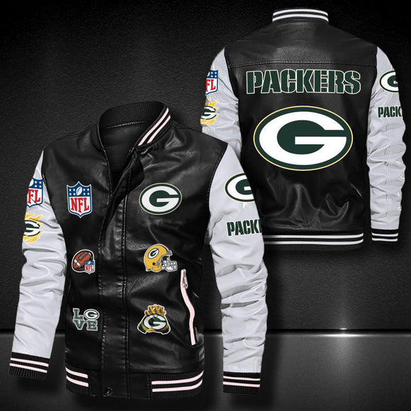 Men’s Black Green Bay Packers Leather Jacket Vintage | 4 Fan Shop