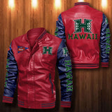 30% OFF The Best Men's Hawaii Rainbow Warriors Leather Jacket red