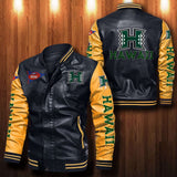 30% OFF The Best Men's Hawaii Rainbow Warriors Leather Jacket black