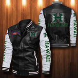 30% OFF The Best Men's Hawaii Rainbow Warriors Leather Jacket black