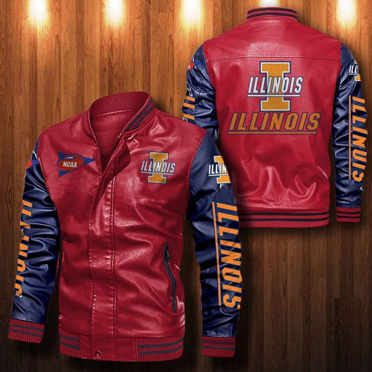 30% OFF The Best Men's Illinois Fighting Illini Leather Jacket For Sale 