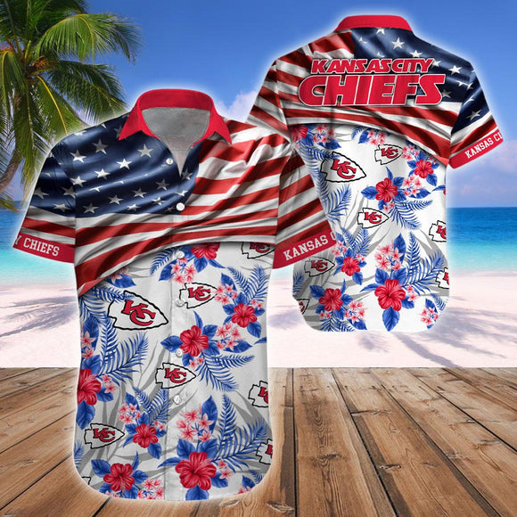 15% OFF Men's Kansas City Chiefs Hawaiian Shirt USA Flag – Now