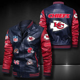 Men’s blue Kansas City Chiefs Leather Jacket Vintage | 4 fan Shop