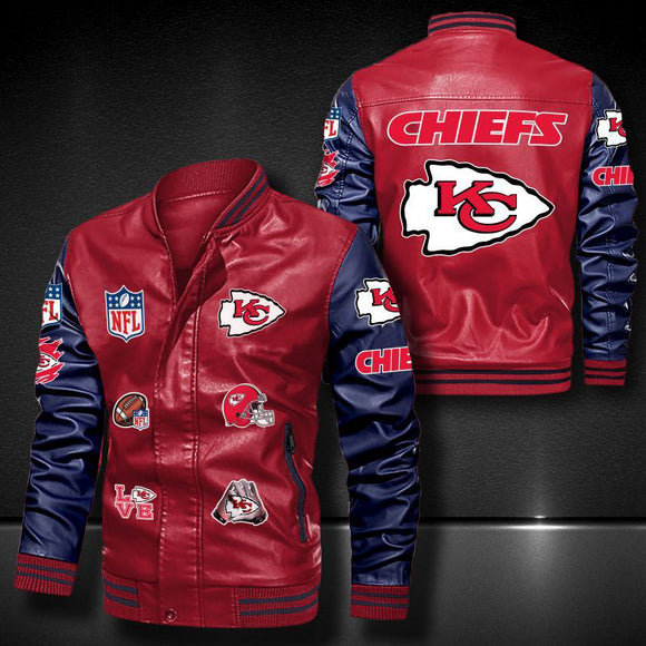 Men’s red Kansas City Chiefs Leather Jacket Vintage | 4 fan Shop