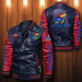 30% OFF The Best Men's Kansas Jayhawks Leather Jacket blue