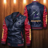 [SALE] 30% OFF The Best Men's Melbourne Storm Leather Jacket | Red Sleeves, Blue Body