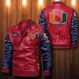 30% OFF The Best Men's Miami Hurricanes Leather Jacket red