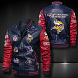 Men’s Blue Minnesota Vikings Leather Jacket Vintage | 4 fan Shop