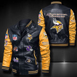 Men’s Black Minnesota Vikings Leather Jacket Vintage | 4 fan Shop