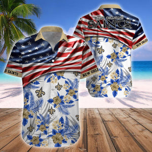 15% OFF Men's New Orleans Saints Hawaiian Shirt USA Flag – Now