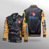 [SALE] 30% OFF The Best Men's Newcastle Knights Leather Jacket | Yellow Sleeves, Black Body