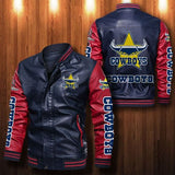 [SALE] 30% OFF The Best Men's North Queensland Cowboys Leather Jacket | Red Sleeves, Blue Body