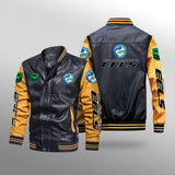 [SALE] 30% OFF The Best Men's Parramatta Eels Leather Jacket | Yellow Sleeves, Black Body