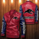 [SALE] 30% OFF The Best Men's Penrith Panthers Leather Jacket | Yellow Sleeves, Black Body