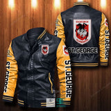 [SALE] 30% OFF The Best Men's St. George Illawarra Dragons Leather Jacket | Yellow Sleeves, Black Body