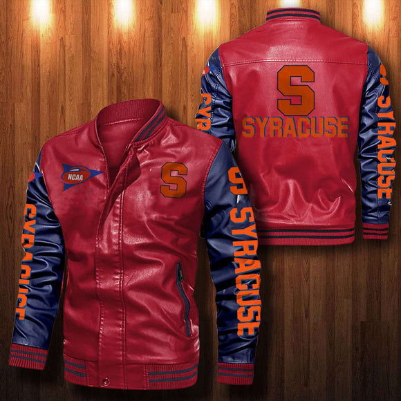 30% OFF The Best Men's Syracuse Orange Leather Jacket red