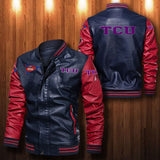 30% OFF The Best Men's TCU Horned Frogs Leather Jacket blue