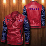 30% OFF The Best Men's TCU Horned Frogs Leather Jacket red