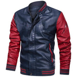 30% OFF The Best Men's Varsity Leather Jacket Blue - Plus Size - front of