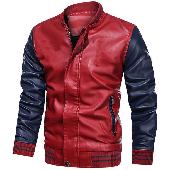 30% OFF The Best Men's Varsity Leather Jacket Red Back - Plus Size Available