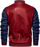 30% OFF The Best Men's Varsity Leather Jacket Red  front of - Plus Size Available