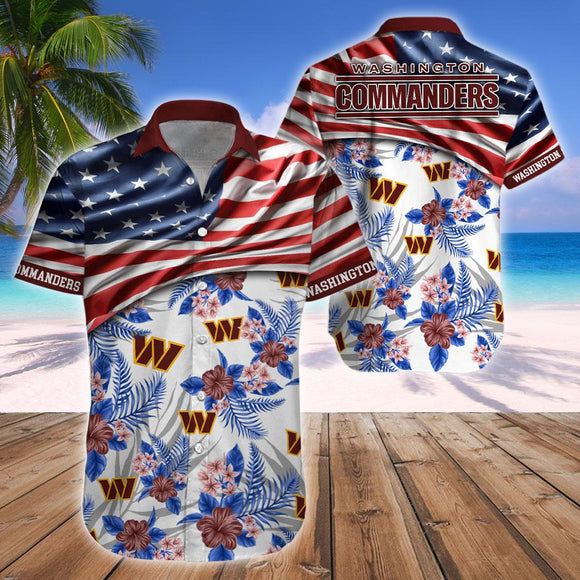 15% OFF Men's Washington Commanders Hawaiian Shirt USA Flag – Now