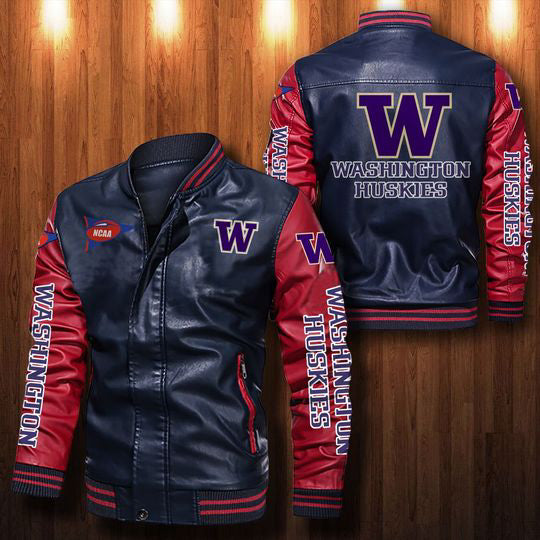 30% OFF The Best Men's Washington Huskies Leather Jacket blue