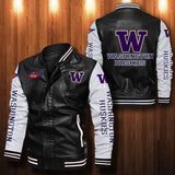 30% OFF The Best Men's Washington Huskies Leather Jacket black