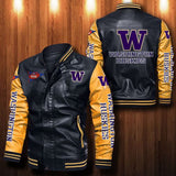 30% OFF The Best Men's Washington Huskies Leather Jacket black