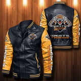 [SALE] 30% OFF The Best Men's Wests Tigers Leather Jacket | Yellow Sleeves, Black Body