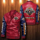 [SALE] 30% OFF The Best Men's Wests Tigers Leather Jacket || Blue Sleeves, Red Body