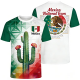 Two Mexico t-shirts featuring Mexican designs with cactus and national team graphics.