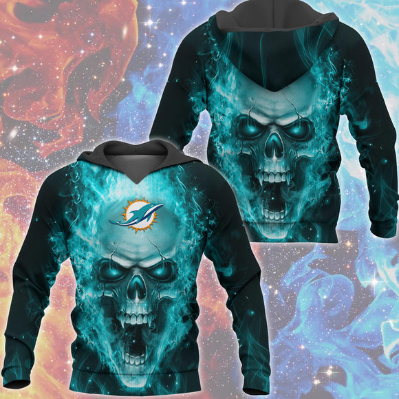 20% OFF Miami Dolphins Skull Hoodies 3D With Zipper, Pullover