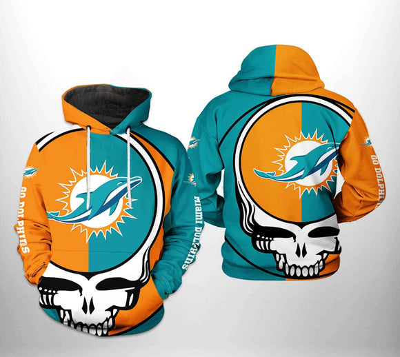 [SALE] 18% OFF Miami Dolphins Skull Hoodie 3D For Men Women