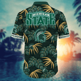 Michigan State Spartans Hawaiian Shirt Leafs Printed For Men