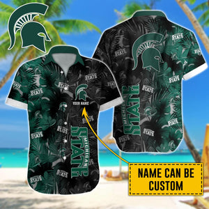 15% OFF Michigan State Spartans Shirt Tropical Leaf Custom Name For Sale