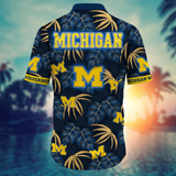 Michigan Wolverines Hawaiian Shirt Leafs Printed For Men