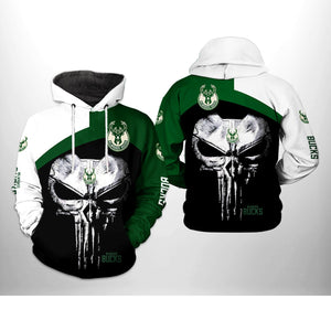 [SALE] 18% OFF Best Milwaukee Bucks Skull Hoodie For Men Women