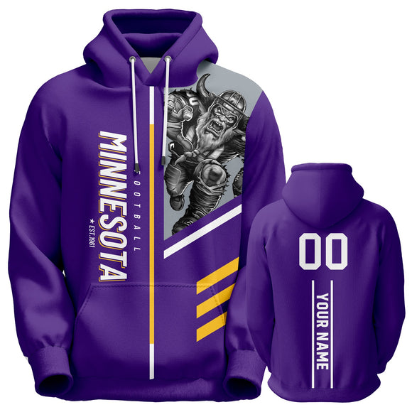 18% OFF PURPLE Minnesota Vikings Pullover Hoodie Personalized Name & Number - 4 FAN SHOP