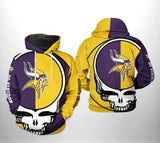 [SALE] 18% OFF Minnesota Vikings Skull Hoodie 3D For Men Women