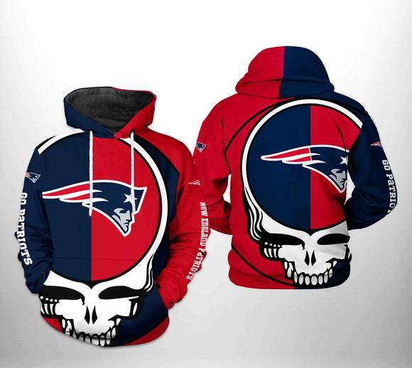 [SALE] 18% OFF New England Patriots Skull Hoodie 3D For Men Women