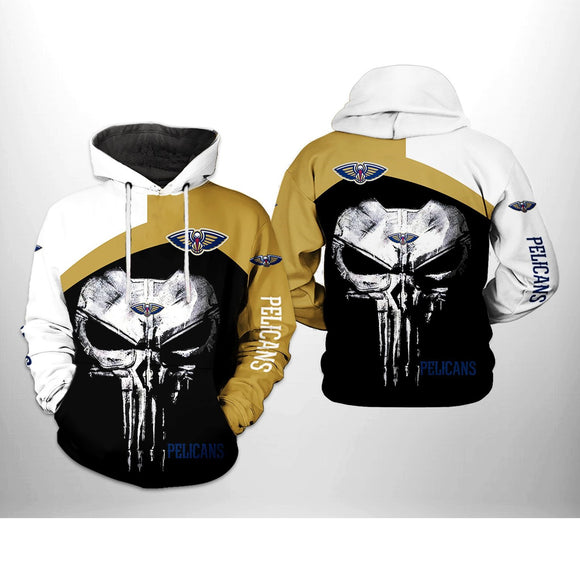 [SALE] 18% OFF Best New Orleans Pelicans Skull Hoodie For Men Women