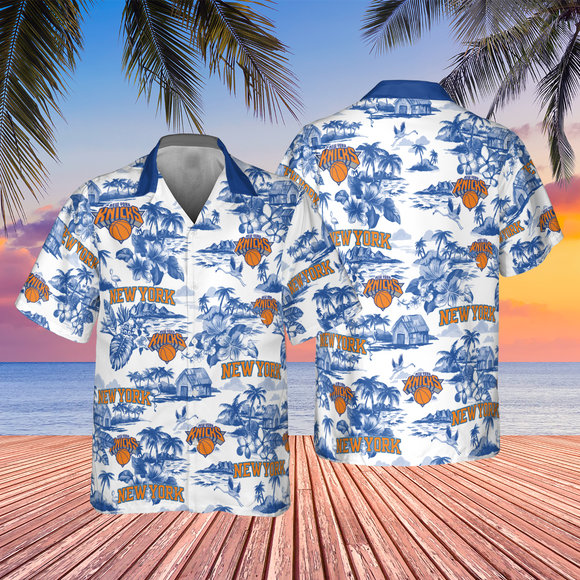 Buy New York Knicks Hawaiian Shirt for men with island graphic 