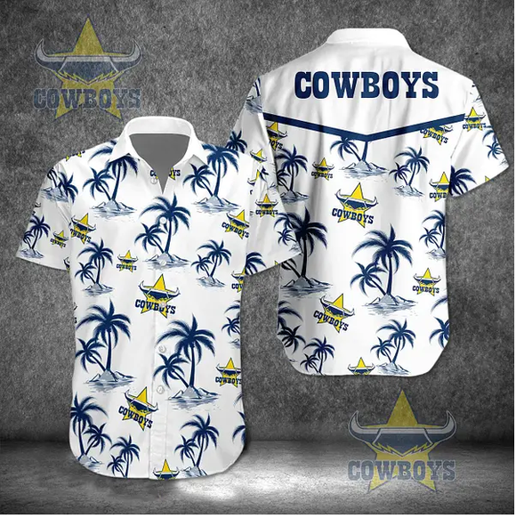 20% OFF Best WHITE North Queensland Cowboys Hawaiian Shirt Coconut Tree For Men