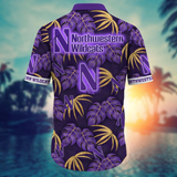 Northwestern Wildcats Hawaiian Shirt Leafs Printed for men