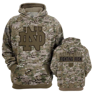 [SALE] 18% OFF Notre Dame Fighting Irish Camo Hoodies 3D For Men Women